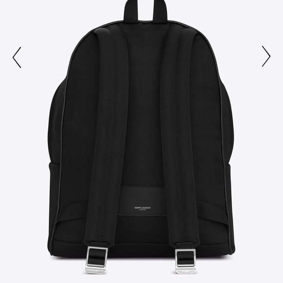 SAINT LAURENT YSL BLACK CITY BACKPACK IN CANVAS, NYLON AND LEATHER - Picture 2 of 4